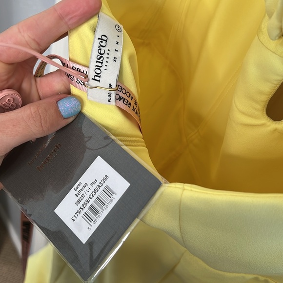 NWT House of CB Soren buttercup yellow cutout dress size L+ - Picture 10 of 14